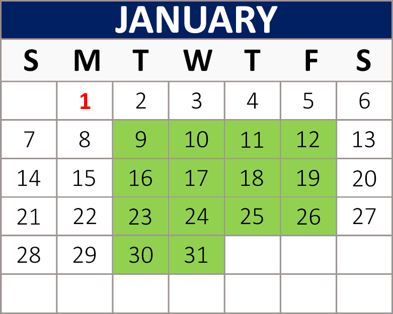 January Block Calendar