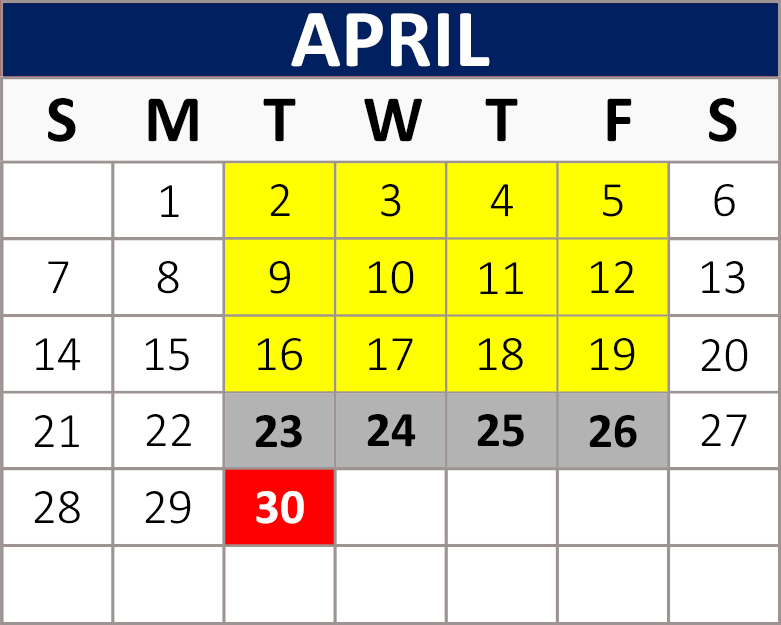 April Block Calendar