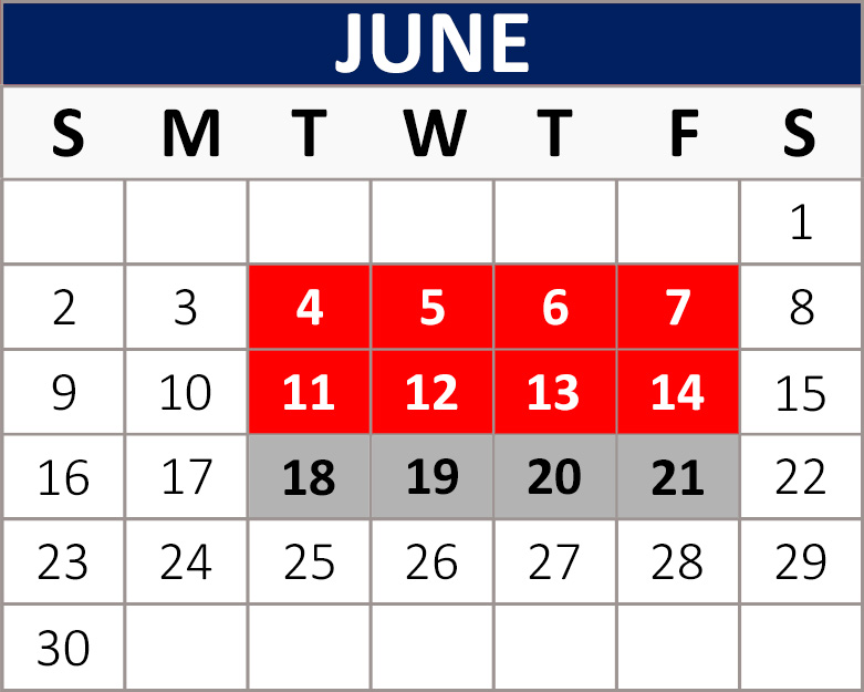June Block Calendar